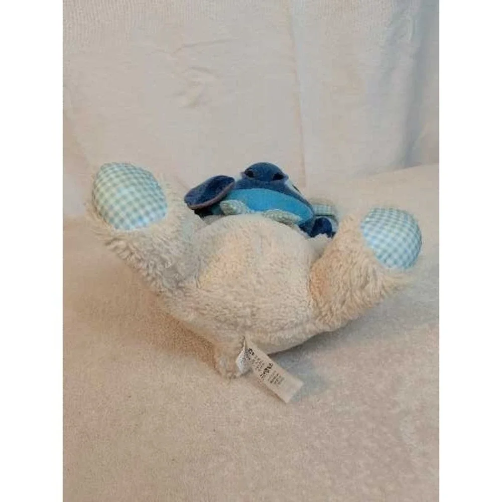 Disney Store Stitch Plush Bunny Costume Blue White Gingham Bow Vintage Toy